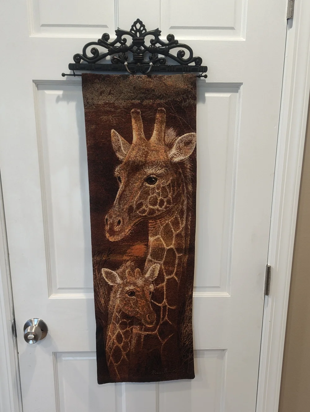 Rustic Brown Giraffe Tapestry Wall Art